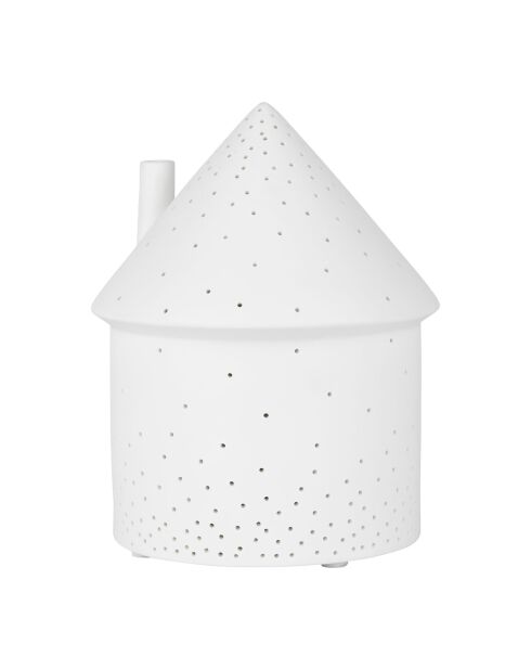 Weiße Haus-Porzellan-LED-Lampe D.13,5 x H.17 cm