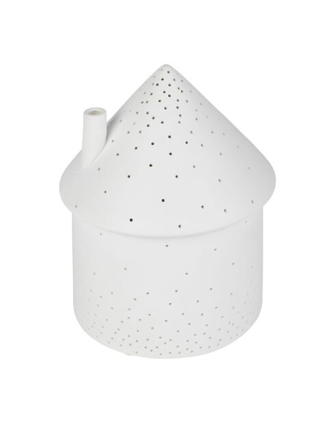 Weiße Haus-Porzellan-LED-Lampe D.13,5 x H.17 cm