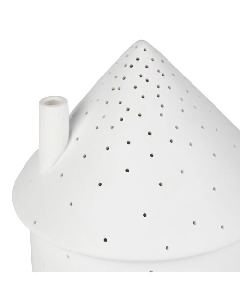 Lampe Led en Porcelaine Maison blanche   D.13.5xH.17cm