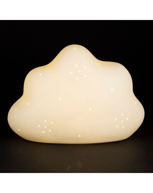 Lampe Led en Porcelaine Nuage blanche  - 25.5x15.5xH.17.5cm