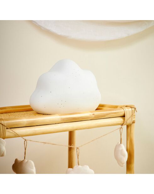Lampe Led en Porcelaine Nuage blanche  - 25.5x15.5xH.17.5cm
