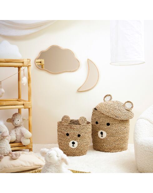 2 cestini in alghe naturali con orso