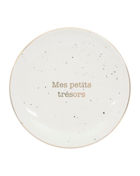 Assiette Tresors Bonheur Etoile blanc moucheté  -  D.12cm