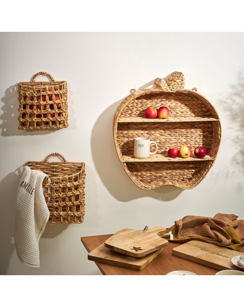 Natuurlijke Apple wandplank met 2 niveaus - 54x59,5x15cm