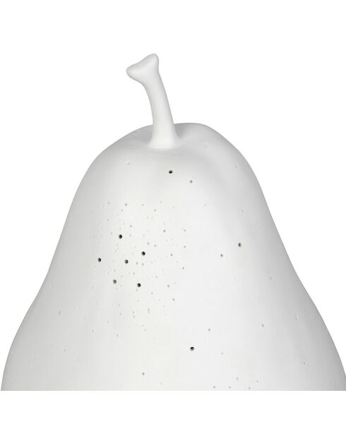 Lampe Led en Porcelaine Poire blanche   D.17xH.24cm