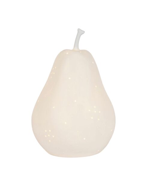 Lampe Led en Porcelaine Poire blanche   D.17xH.24cm