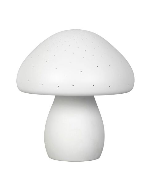 Lampe Led en Porcelaine Champignon blanche   D.20xH.22cm