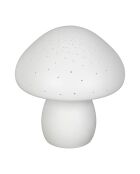 Lampe Led en Porcelaine Champignon blanche   D.20xH.22cm