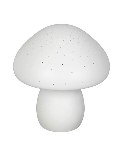 Lampe Led en Porcelaine Champignon blanche   D.20xH.22cm