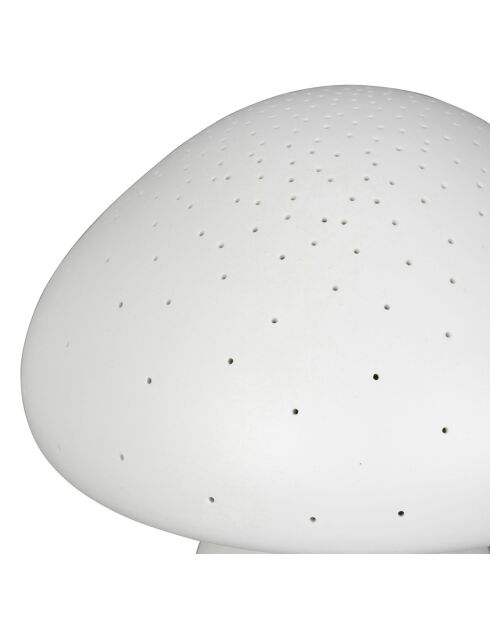 Lampe Led en Porcelaine Champignon blanche   D.20xH.22cm