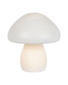 Lampe Led en Porcelaine Champignon blanche   D.20xH.22cm