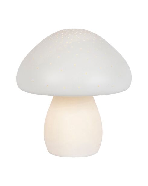 Lampe Led en Porcelaine Champignon blanche   D.20xH.22cm