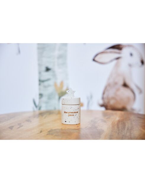 Boite à dents blanc moucheté- D.4xH.7cm