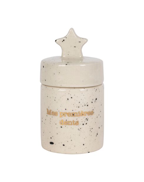 Boite à dents blanc moucheté- D.4xH.7cm