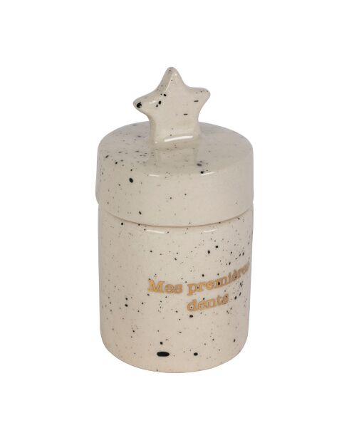 Boite à dents blanc moucheté- D.4xH.7cm