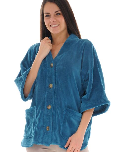 Cape en Maille Coline bleu turquoise