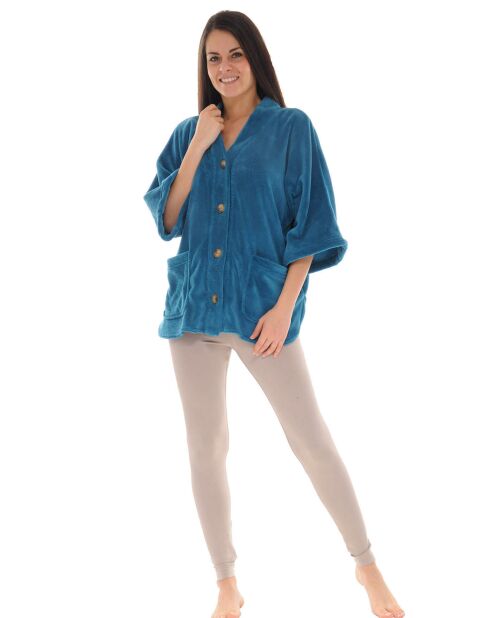 Cape en Maille Coline bleu turquoise