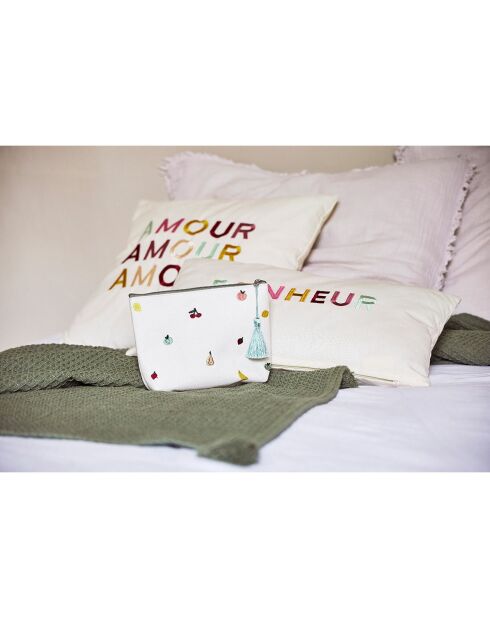 Fodera per cuscino Amour bianca - 45x45cm