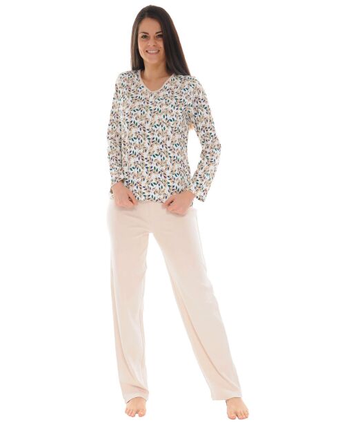 Pyjama long en Maille Cidonie écru/beige