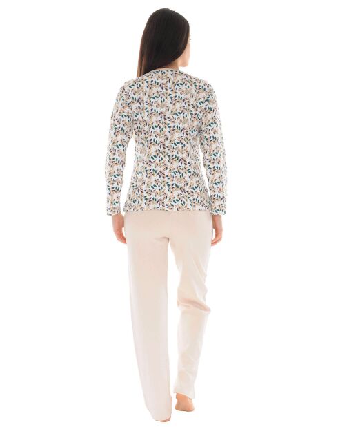 Pyjama long en Maille Cidonie écru/beige
