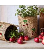 2 cestini naturali/rossi ciliegia/alghe rosse