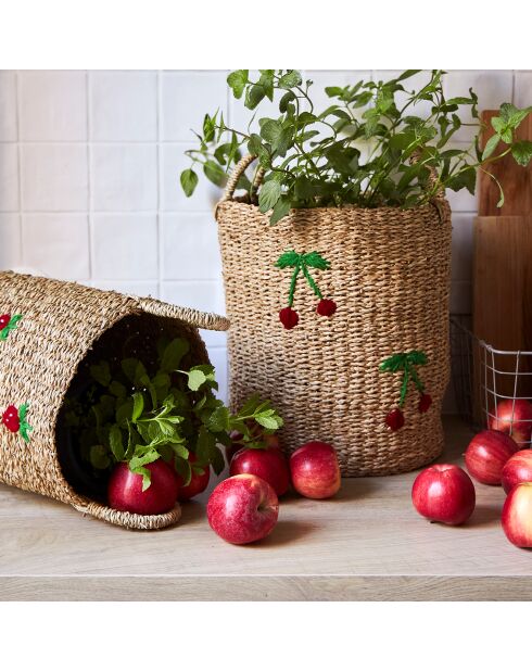 2 cestini naturali/rossi ciliegia/alghe rosse