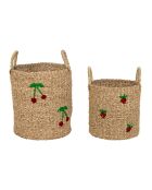 2 cestini naturali/rossi ciliegia/alghe rosse