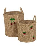 2 cestini naturali/rossi ciliegia/alghe rosse