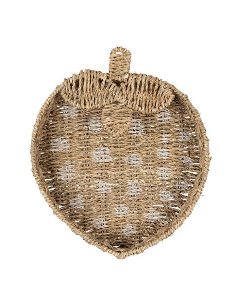 Plateau en Jonc de mer  Fraise naturel/blanc- 28x32xH.6cm