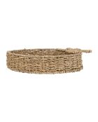 Plateau en Jonc de mer  Fraise naturel/blanc- 28x32xH.6cm