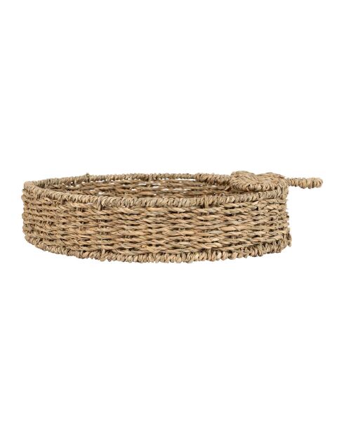 Plateau en Jonc de mer  Fraise naturel/blanc- 28x32xH.6cm