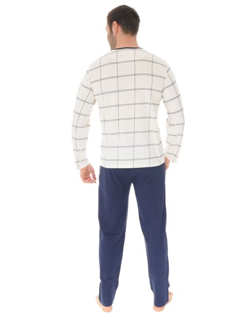 Pyjama long en Maille Simeo écru/marine