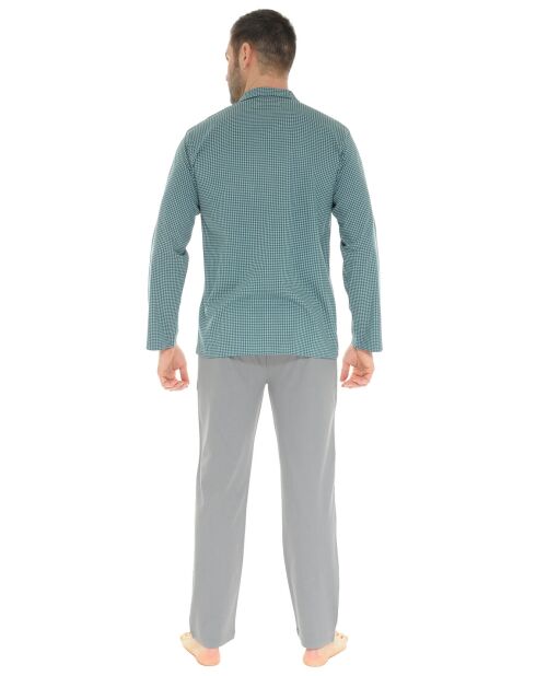 Pyjama long en Maille Delmont vert/gris foncé