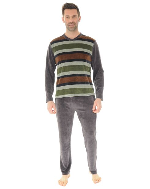 Pyjama long en Maille Stefen gris foncé