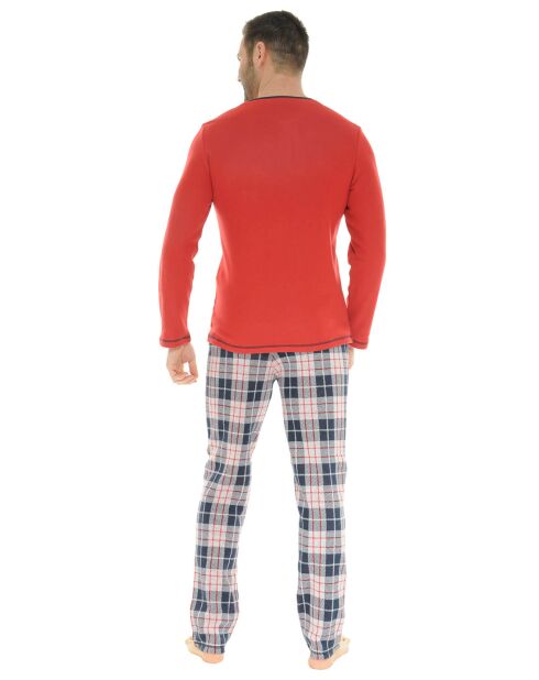 Pyjama long en Maille Davy rouge/bleu marine