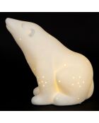 Lampe Led en Porcelaine Ours Polaire blanche - 20x11xH.18.5 cm
