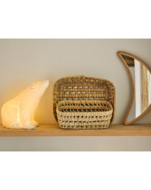 Lampe Led en Porcelaine Ours Polaire blanche - 20x11xH.18.5 cm