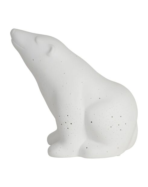 Lampe Led en Porcelaine Ours Polaire blanche - 20x11xH.18.5 cm