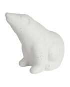 Lampe Led en Porcelaine Ours Polaire blanche - 20x11xH.18.5 cm