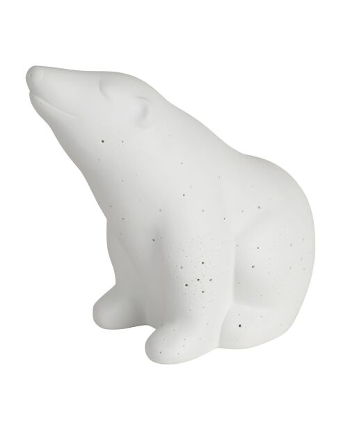 Lampe Led en Porcelaine Ours Polaire blanche - 20x11xH.18.5 cm