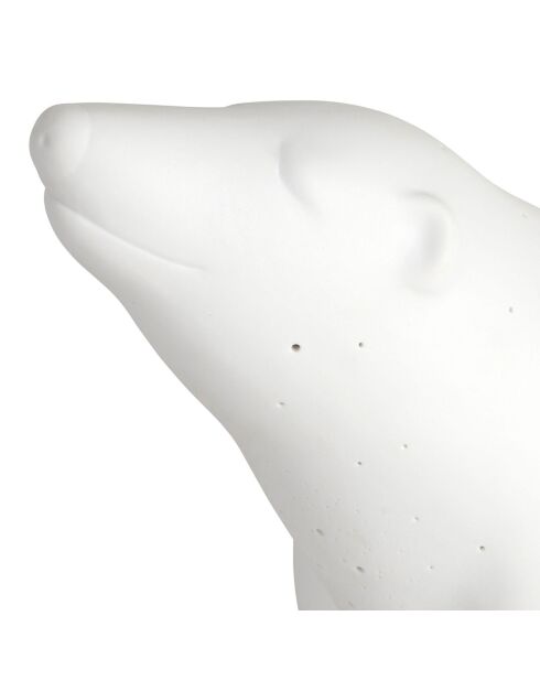 Lampe Led en Porcelaine Ours Polaire blanche - 20x11xH.18.5 cm