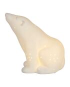 Lampe Led en Porcelaine Ours Polaire blanche - 20x11xH.18.5 cm