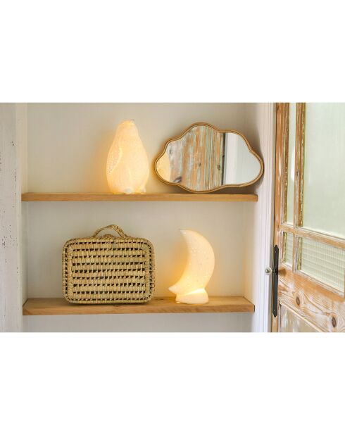 Lampe Led en Porcelaine Pingouin blanche- L14x13.5xH.25.5cm