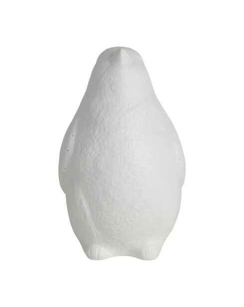 Lampe Led en Porcelaine Pingouin blanche- L14x13.5xH.25.5cm