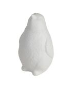 Lampe Led en Porcelaine Pingouin blanche- L14x13.5xH.25.5cm