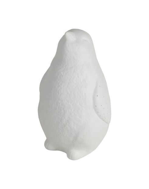 Lampe Led en Porcelaine Pingouin blanche- L14x13.5xH.25.5cm