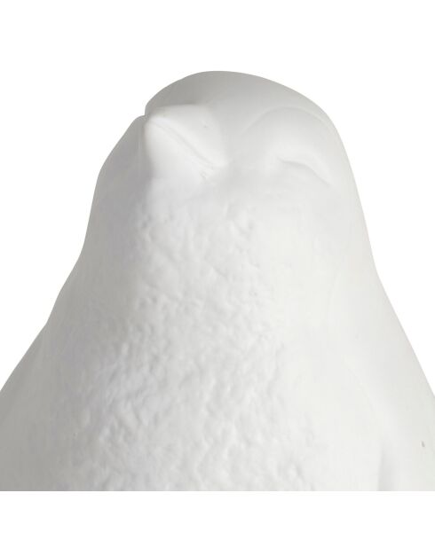 Lampe Led en Porcelaine Pingouin blanche- L14x13.5xH.25.5cm