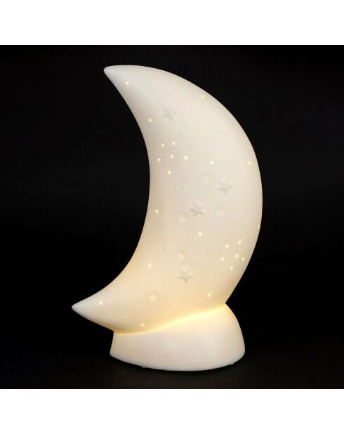 Lampe Led en Porcelaine Luna blanche - 16x10xH.26cm