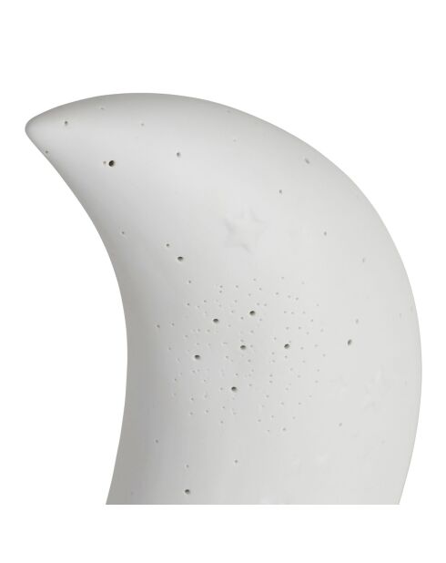 Lampe Led en Porcelaine Luna blanche - 16x10xH.26cm
