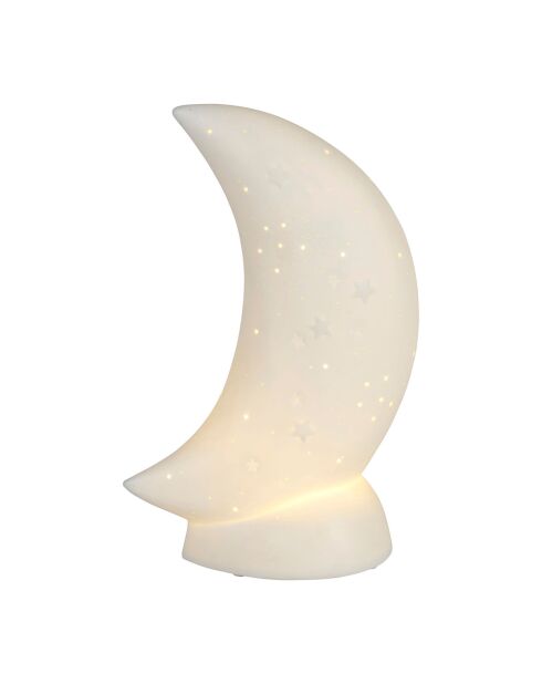 Lampe Led en Porcelaine Luna blanche - 16x10xH.26cm